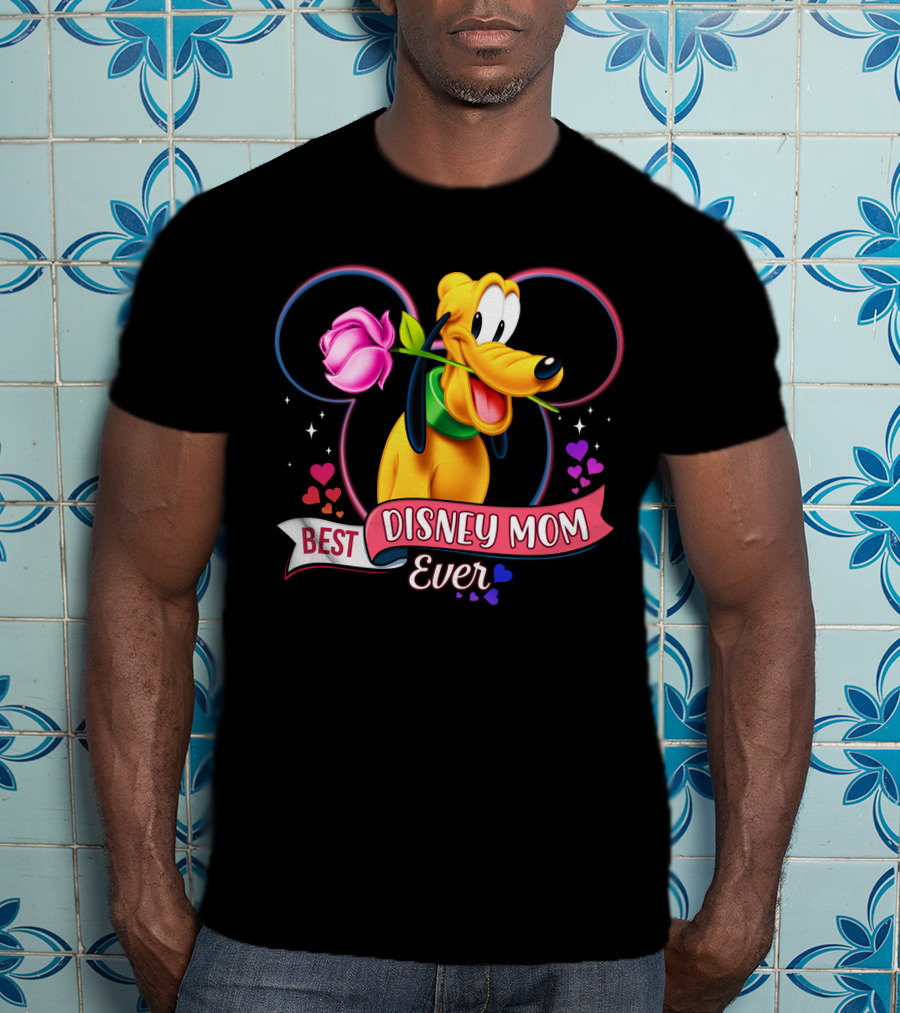 Best Disney Mom Ever Pluto Heart Rose T-Shirt