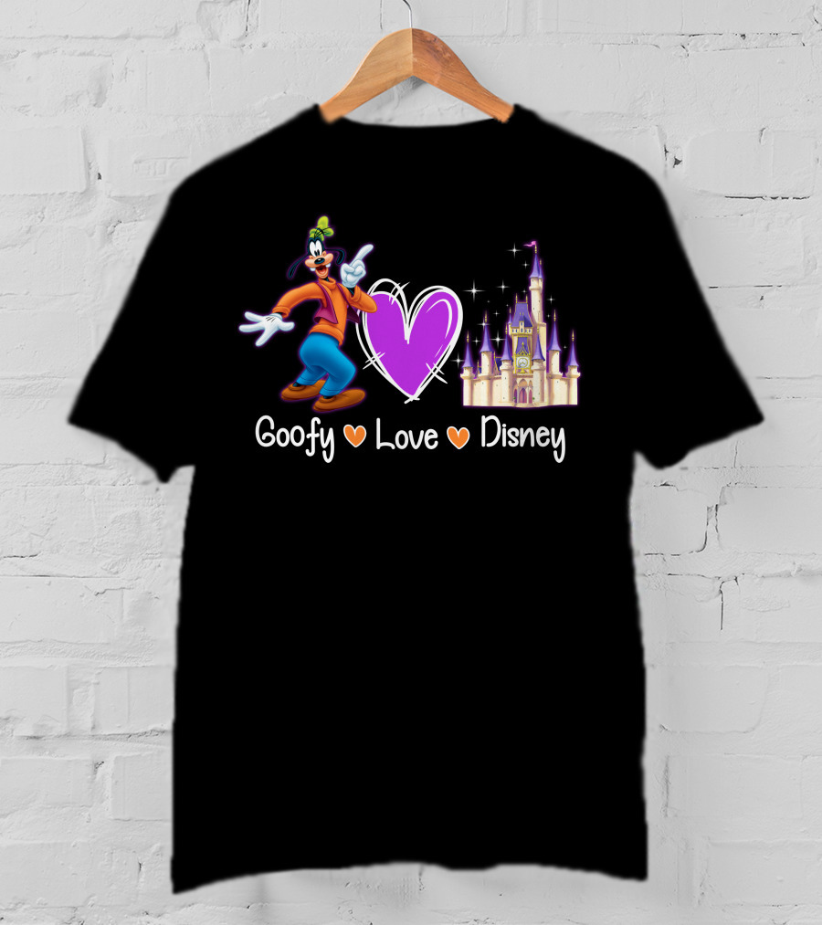 Goofy Love Disney Heart Castle T-Shirt