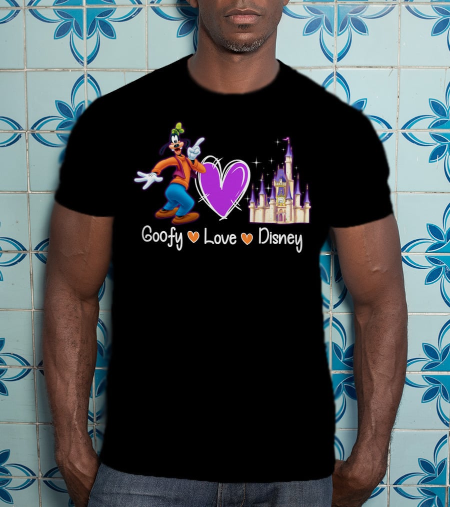 Goofy Love Disney Heart Castle T-Shirt
