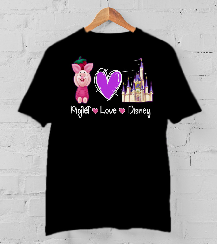 Piglet Love Disney Castle Magic Heart T-Shirt