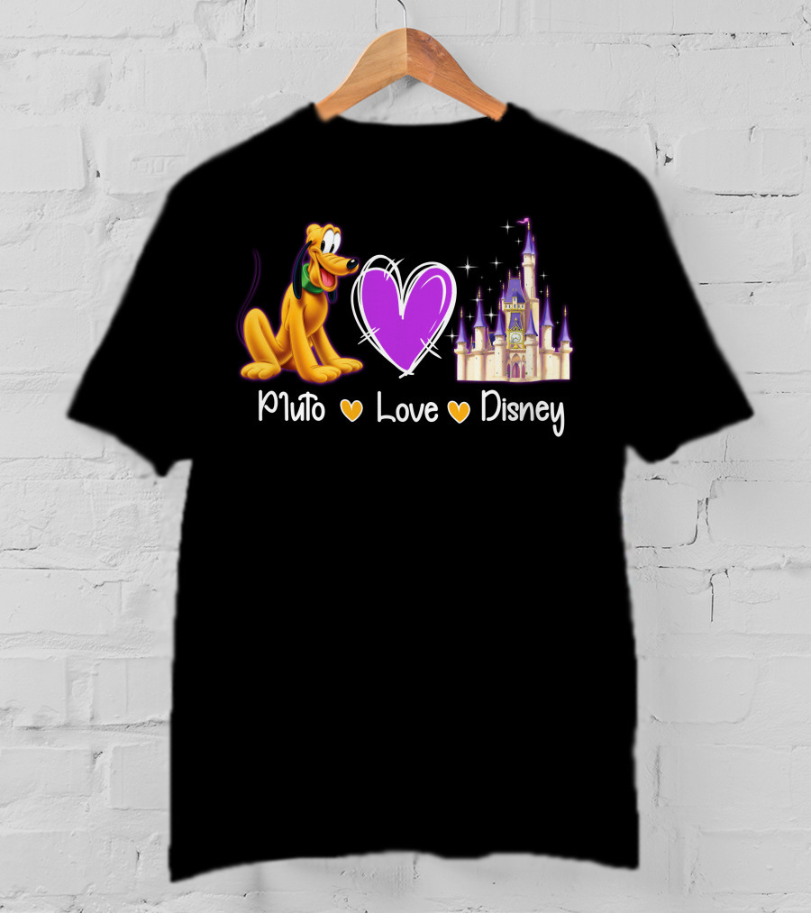 Pluto Love Disney Heart Castle T-Shirt