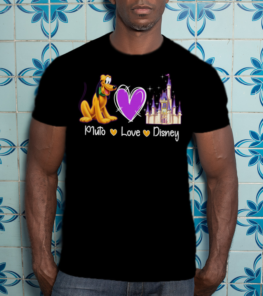Pluto Love Disney Heart Castle T-Shirt