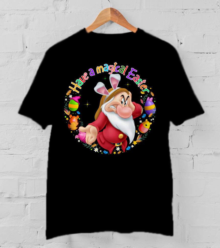 Have A Magical Easter Grumpy Dwarf With Bunny Ears And Easter Eggs T-Shirt