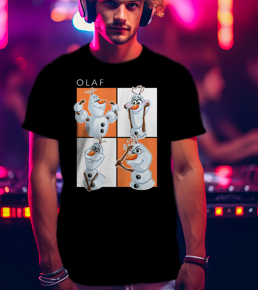 Olaf Snowman Character Expression Panels T-Shirt