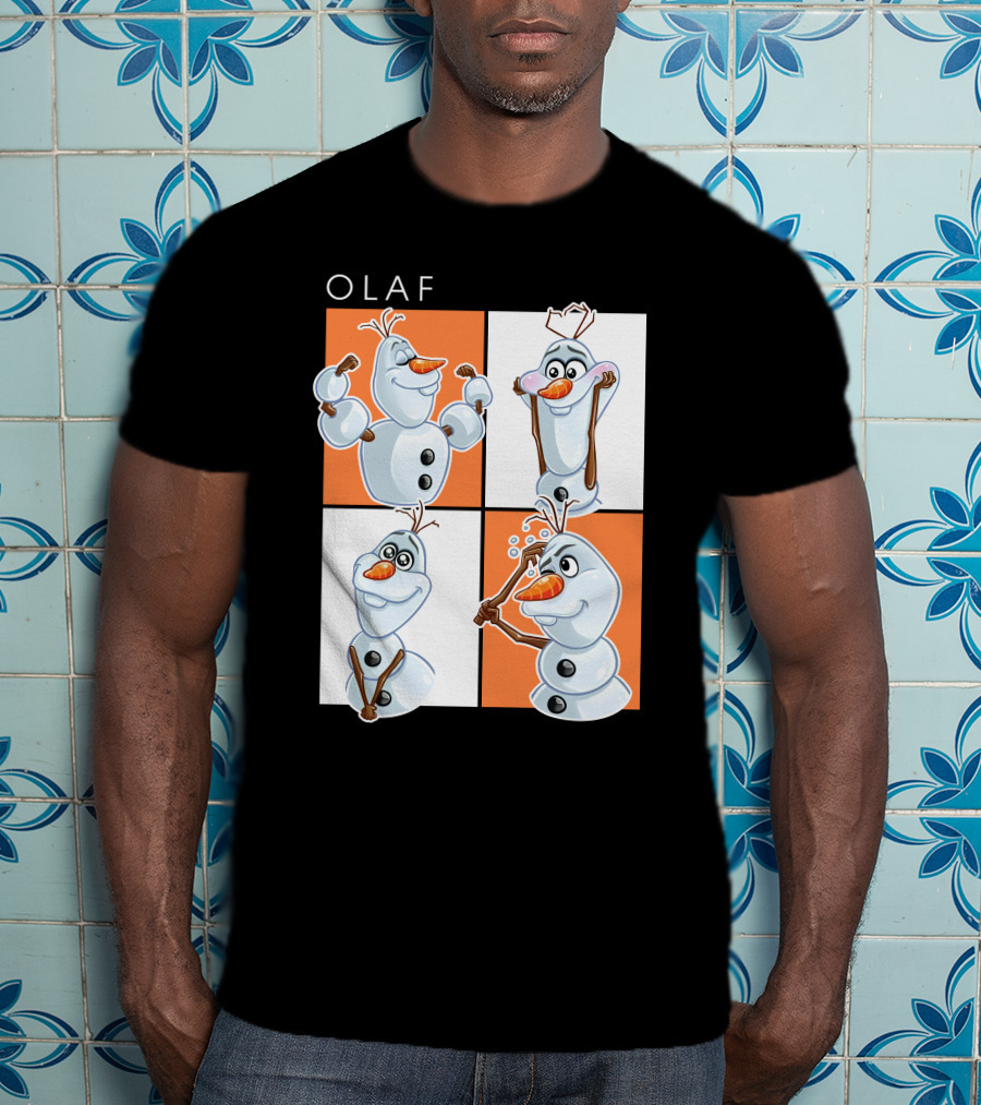Olaf Snowman Character Expression Panels T-Shirt