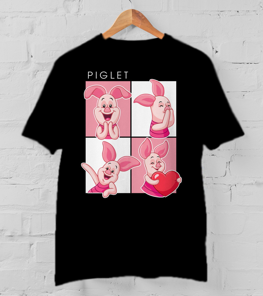 Piglet Cute Expressions With Heart T-Shirt