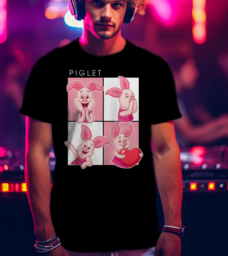 Piglet Cute Expressions With Heart T-Shirt
