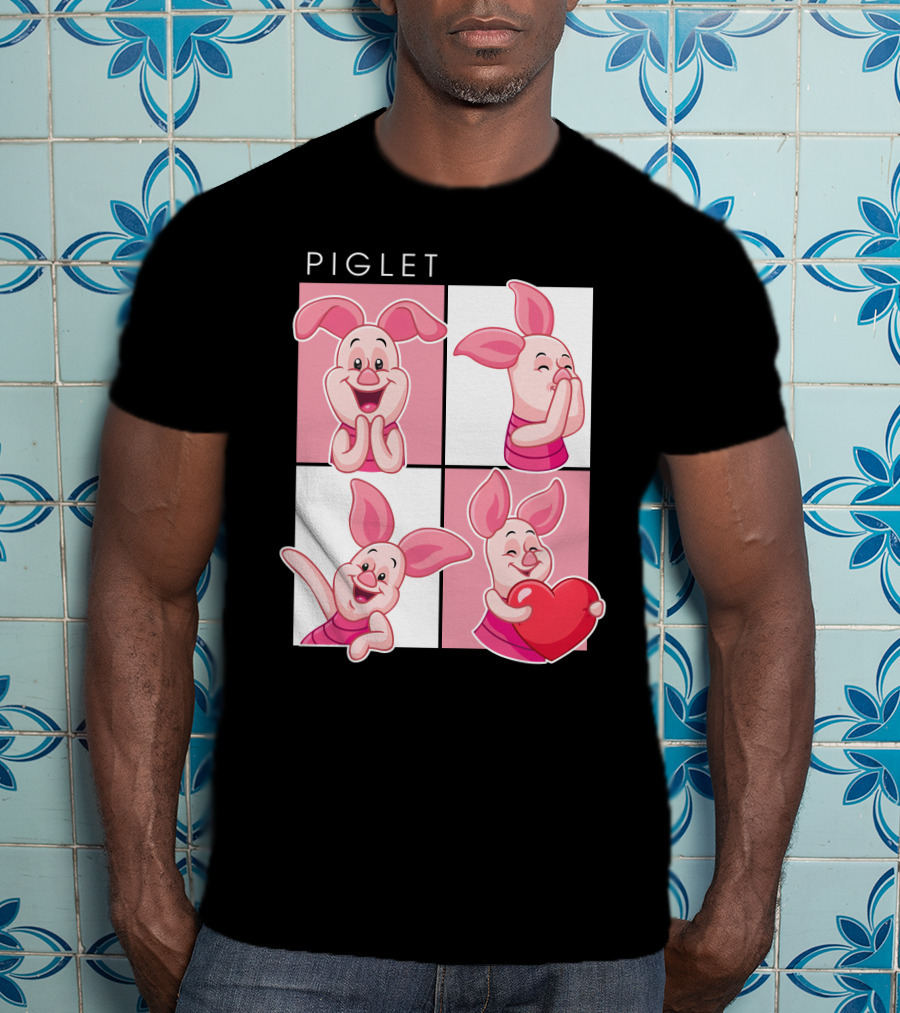 Piglet Cute Expressions With Heart T-Shirt