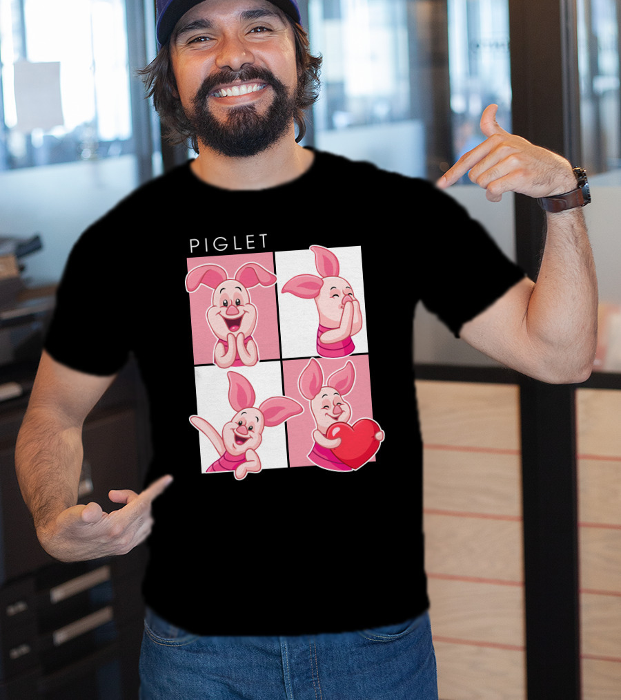 Piglet Cute Expressions With Heart T-Shirt