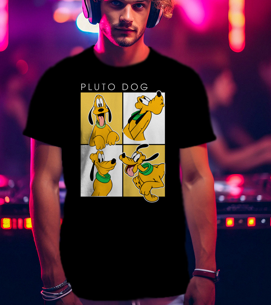 Pluto Dog Playful Expressions Collage T-Shirt