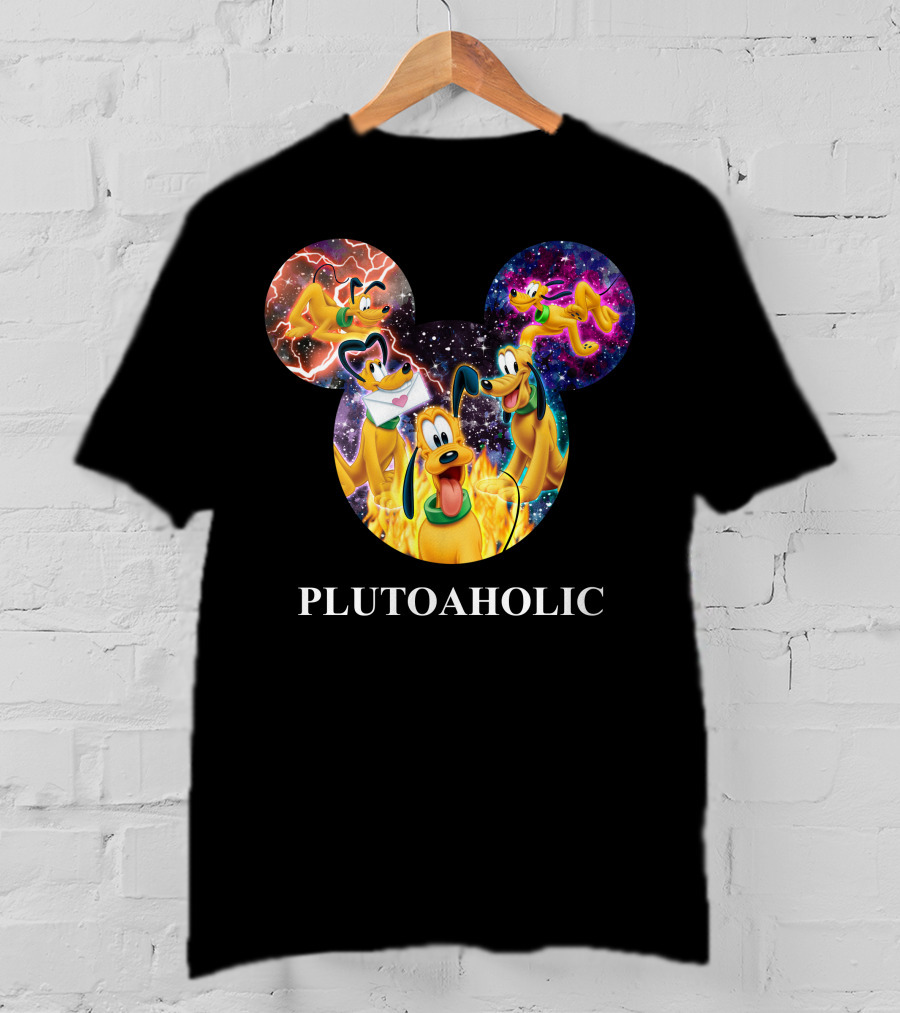 Plutoaholic Pluto Character Cosmic Adventure Mickey Ears T-Shirt