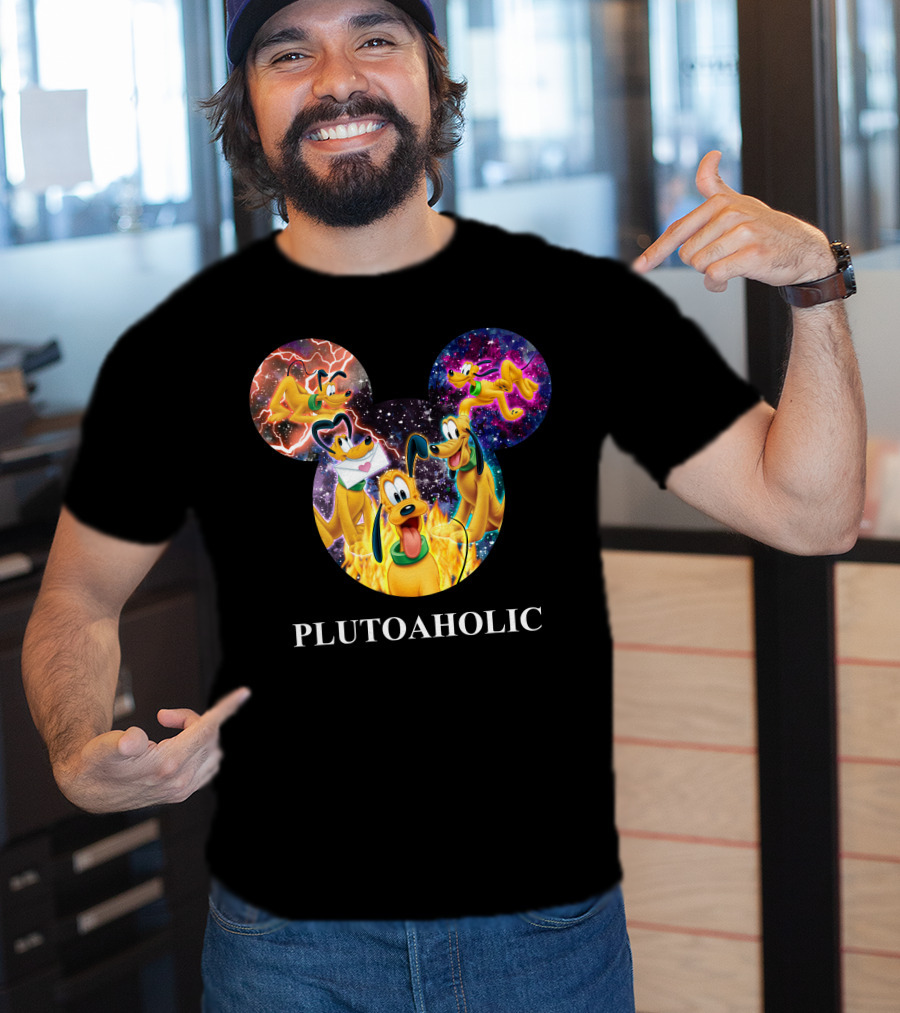 Plutoaholic Pluto Character Cosmic Adventure Mickey Ears T-Shirt