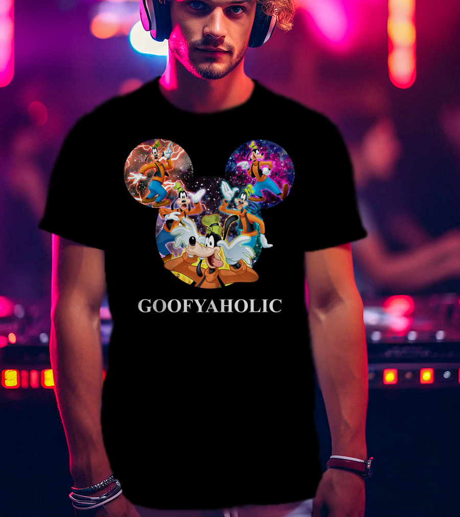Goofyaholic Disney Goofy Cosmic Adventure In Mickey Mouse Ears T-Shirt