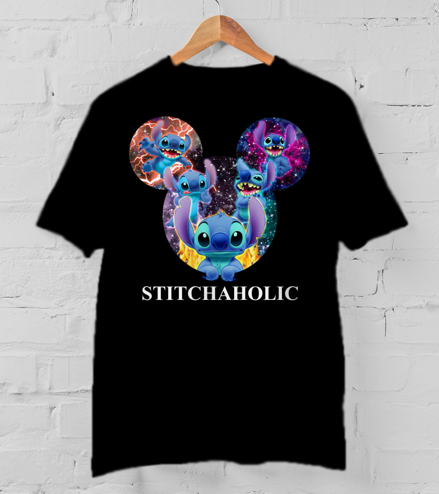 Stitchaholic Disney Stitch Mickey Mouse Head Galaxy T-Shirt