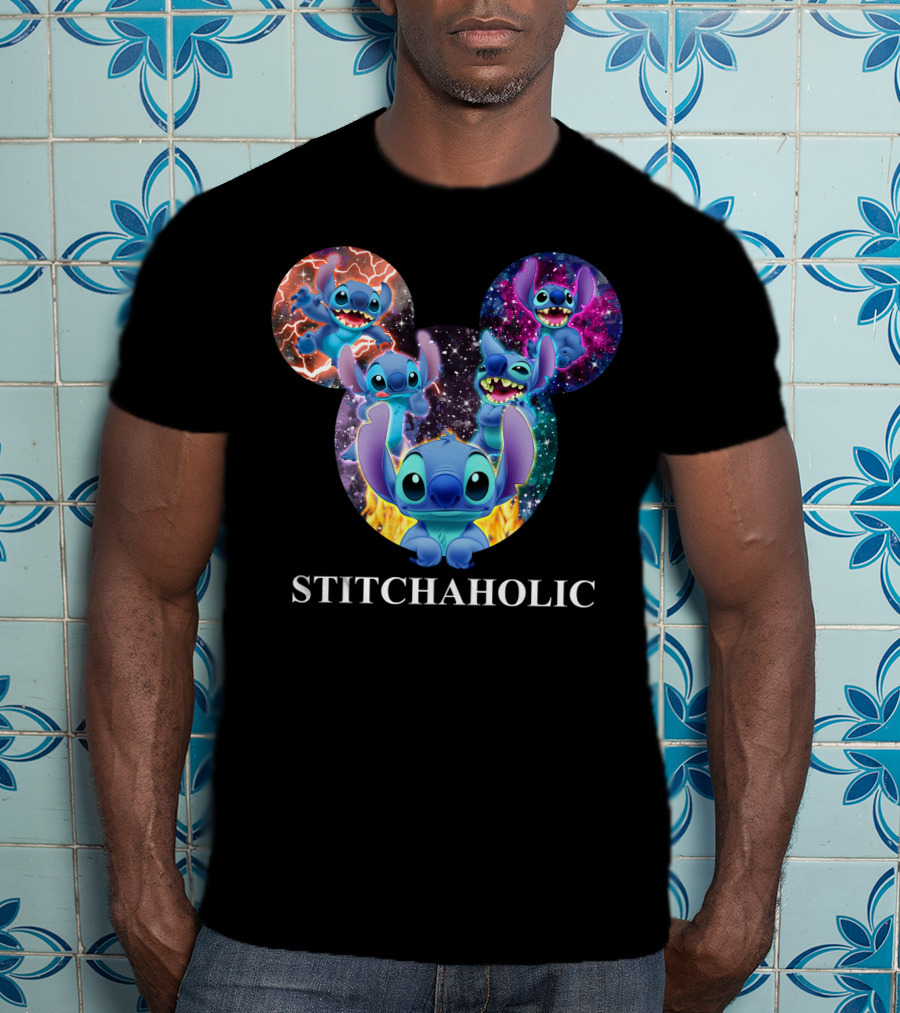 Stitchaholic Disney Stitch Mickey Mouse Head Galaxy T-Shirt