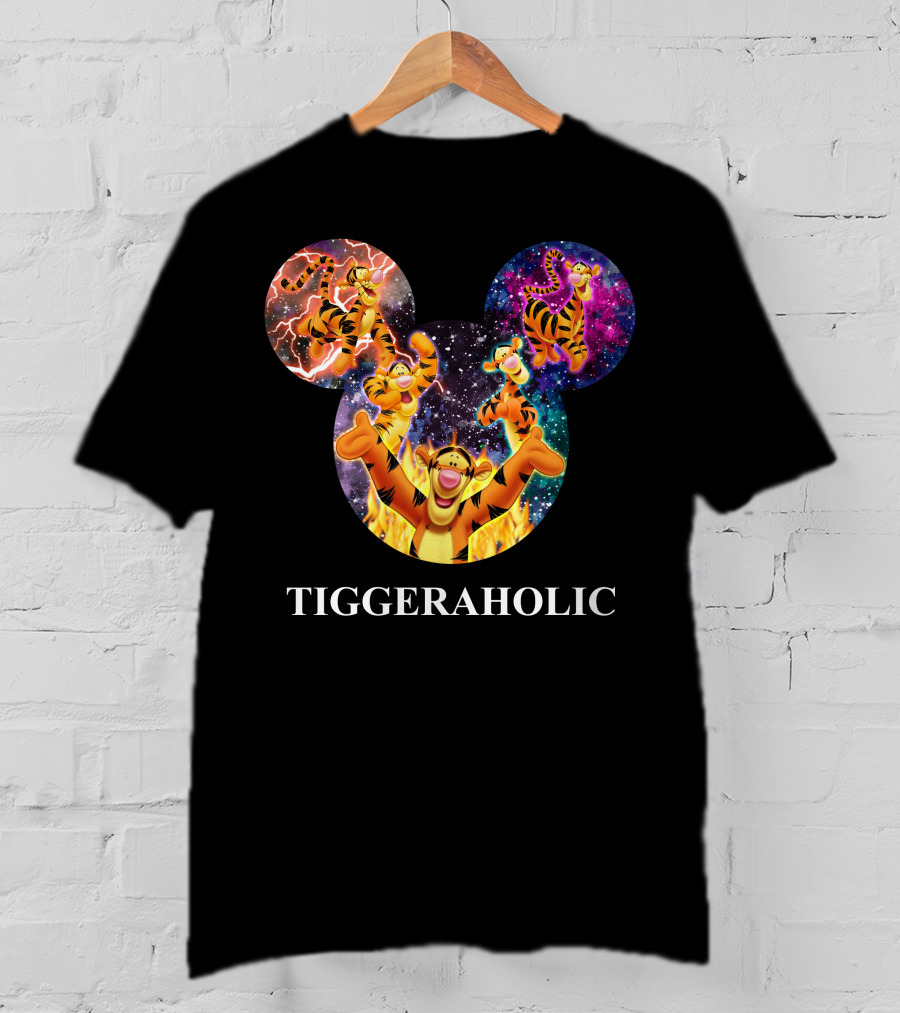 Tiggeraholic Tigger In Disney Mickey Mouse Head Galaxy T-Shirt