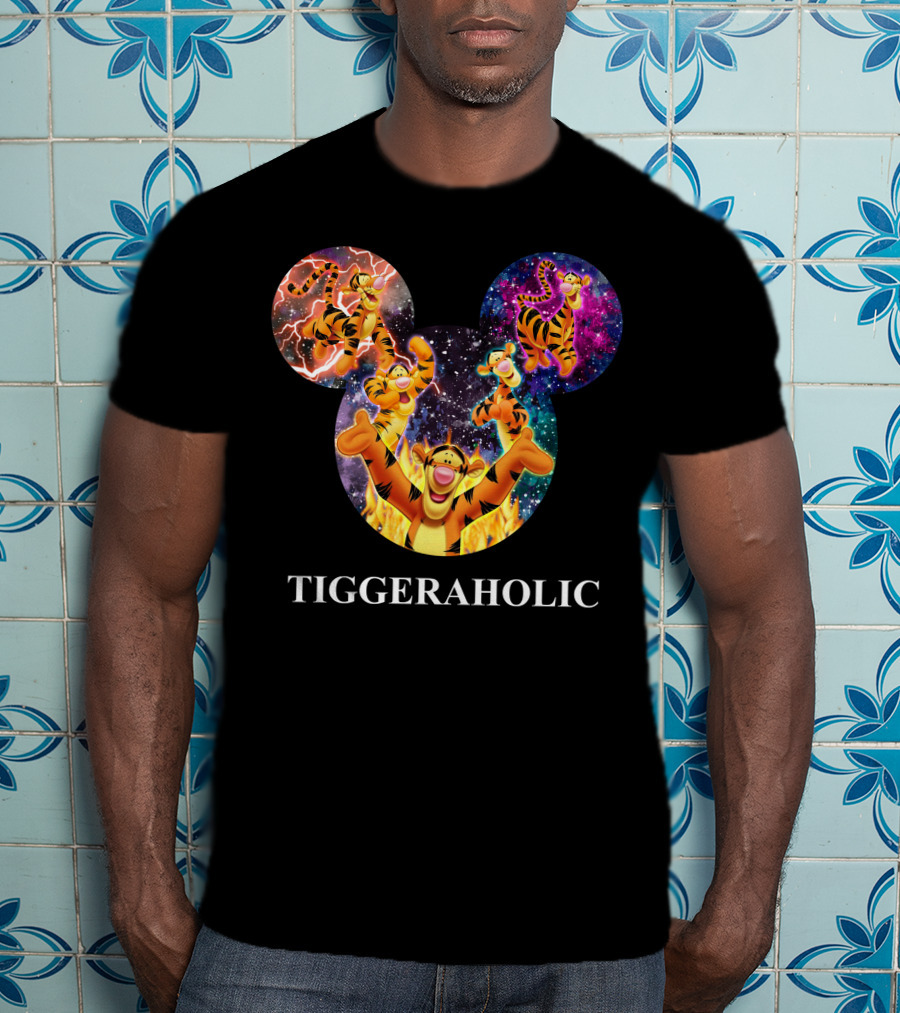 Tiggeraholic Tigger In Disney Mickey Mouse Head Galaxy T-Shirt
