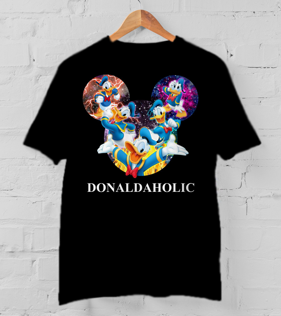 Donaldaholic Mickey Mouse Ears Pattern With Donald Duck Characters T-Shirt