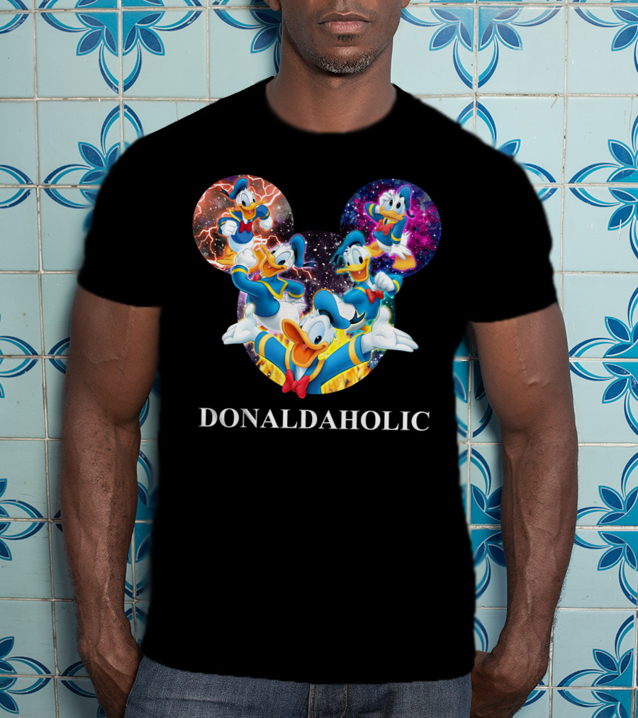 Donaldaholic Mickey Mouse Ears Pattern With Donald Duck Characters T-Shirt