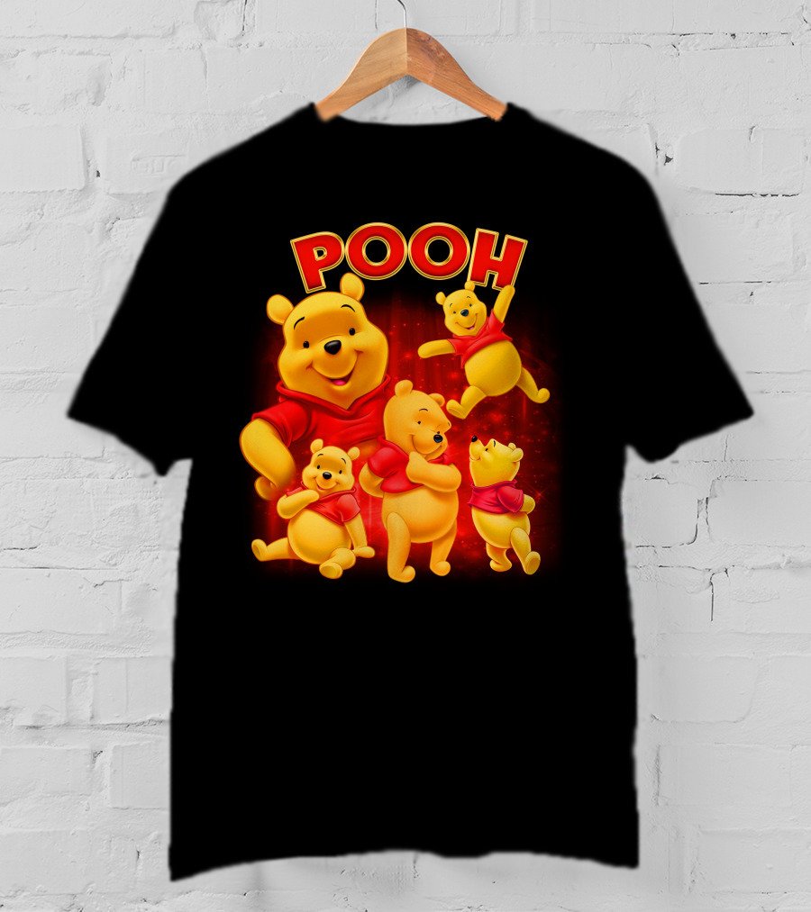 Pooh Winnie The Pooh Multiple Poses Red T-Shirt