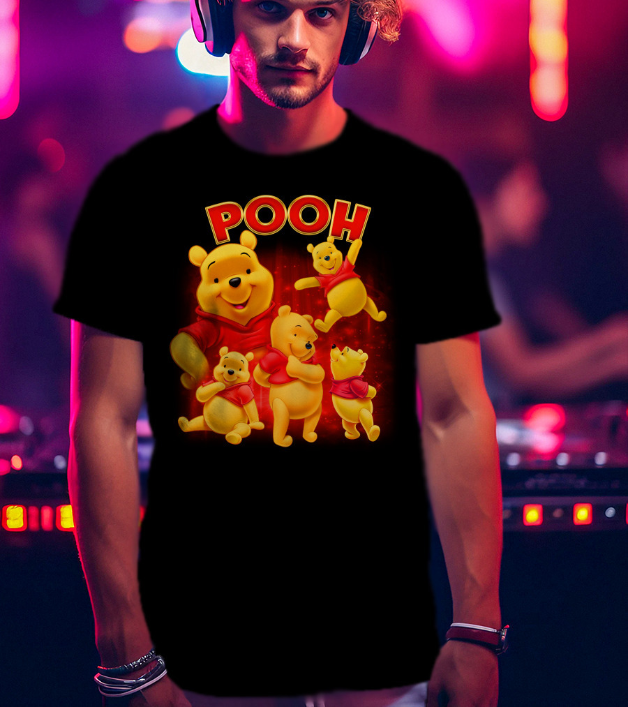 Pooh Winnie The Pooh Multiple Poses Red T-Shirt