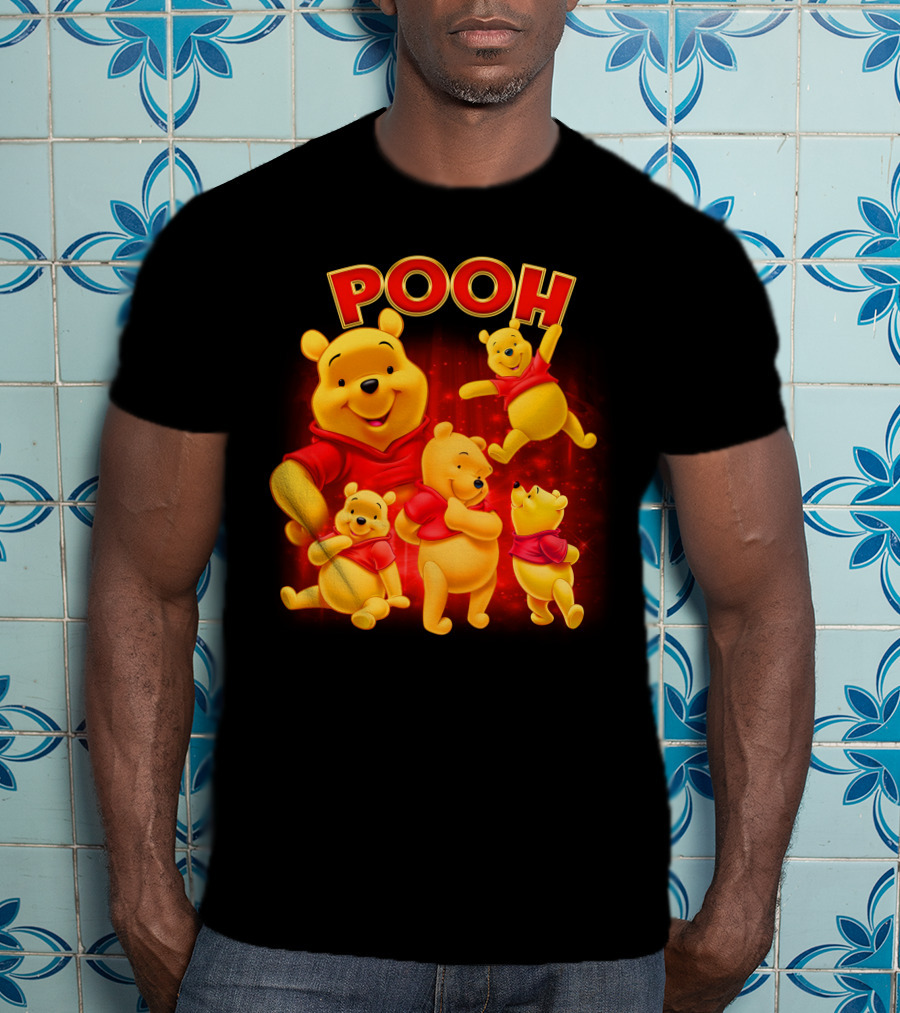 Pooh Winnie The Pooh Multiple Poses Red T-Shirt