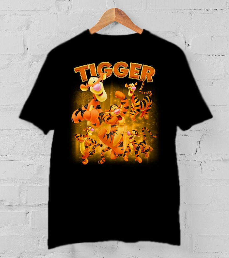 Tigger Character Collage In Vibrant Orange And Yellow T-Shirt