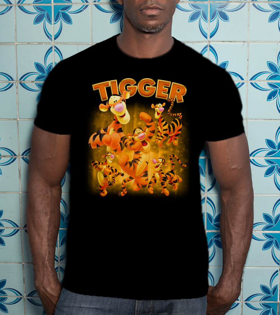 Tigger Character Collage In Vibrant Orange And Yellow T-Shirt