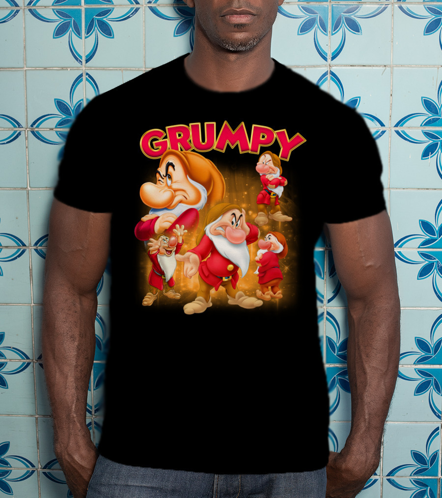 Grumpy The Dwarf Classic Character Expression Montage T-Shirt
