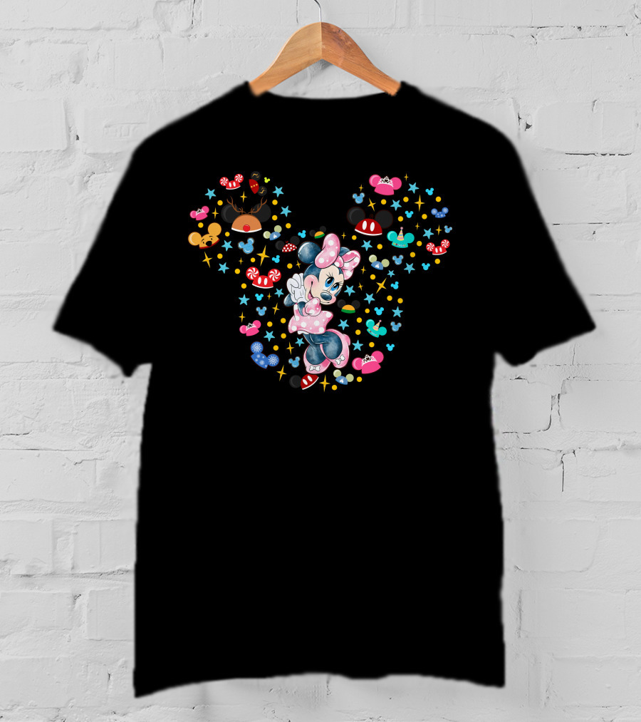 Minnie Mouse Iconic Bow Polka Dots And Mickey Ears Celebration T-Shirt