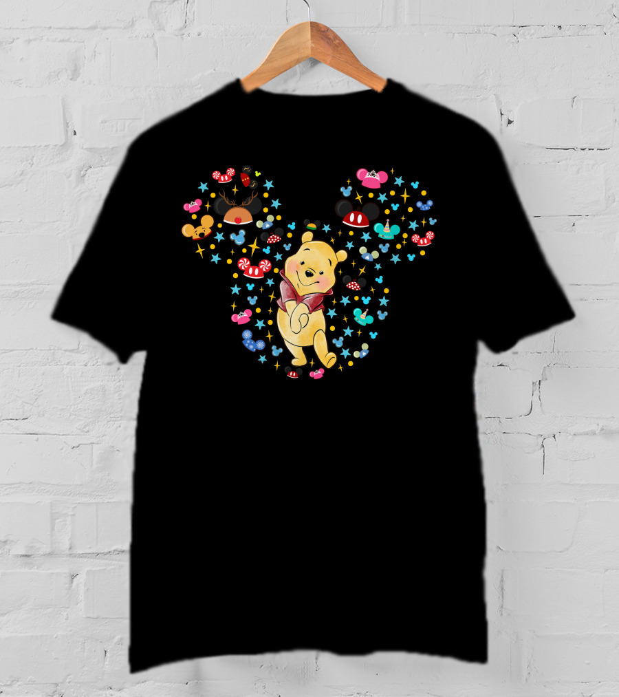 Winnie The Pooh Mickey Ears With Mouse Ears And Candy Elements T-Shirt