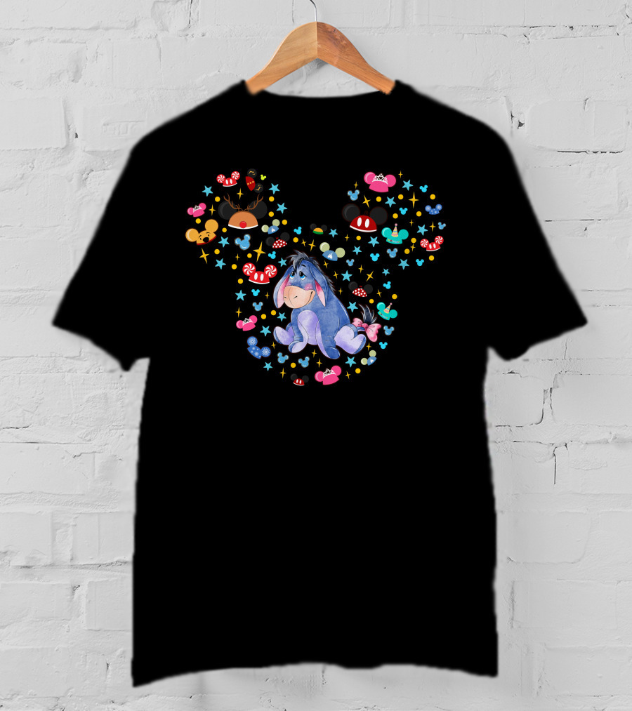 Eeyore Disney Mickey Ears Colorful Icons T-Shirt