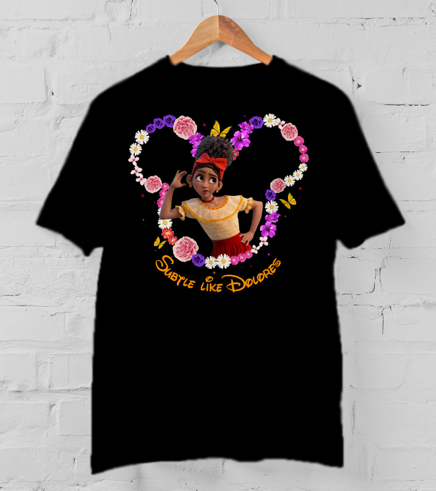 Subtle Like Dolores Floral Heart Frame With Butterflies T-Shirt
