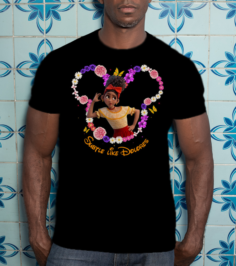 Subtle Like Dolores Floral Heart Frame With Butterflies T-Shirt