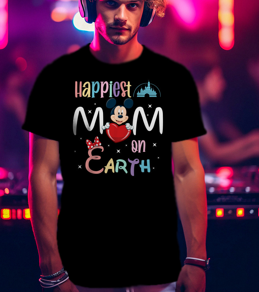 Happiest Mom On Earth Mickey Mouse Heart Disney Castle T-Shirt