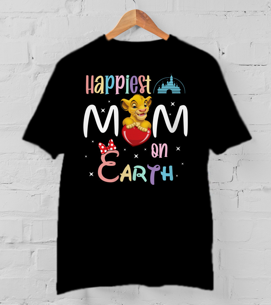 Happiest Mom On Earth Simba Disney Castle Pixar Minnie Bow T-Shirt