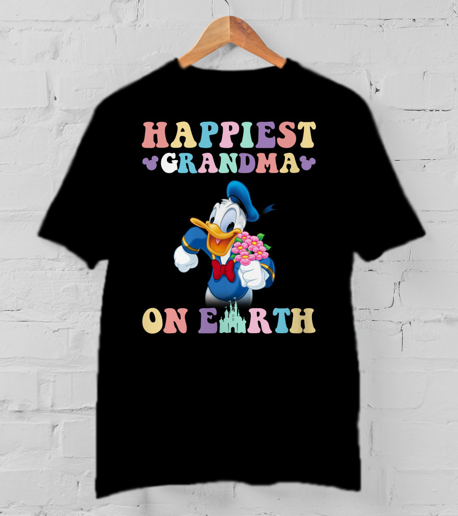 Happiest Grandma On Earth With Donald Duck And Castle T-Shirt