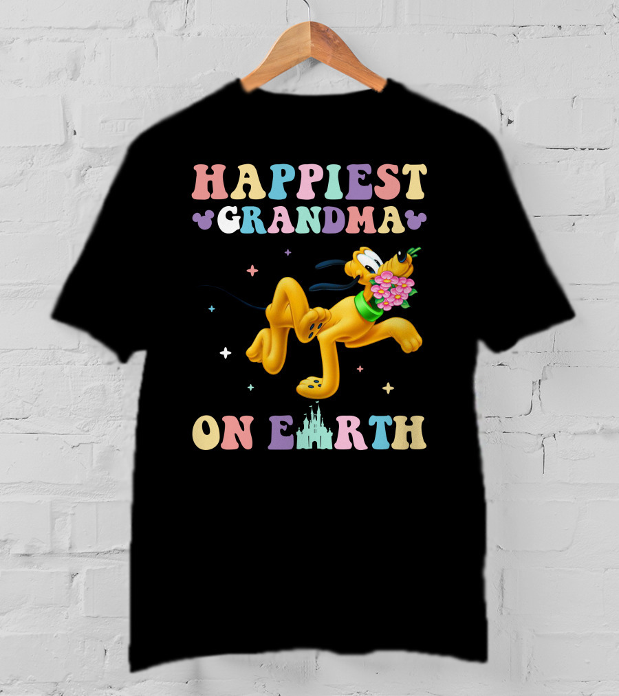 Happiest Grandma On Earth Pluto Disney Castle T-Shirt