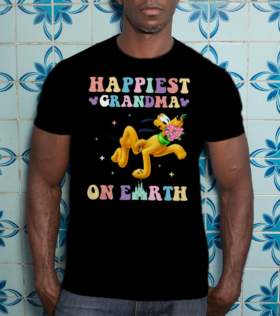 Happiest Grandma On Earth Pluto Disney Castle T-Shirt