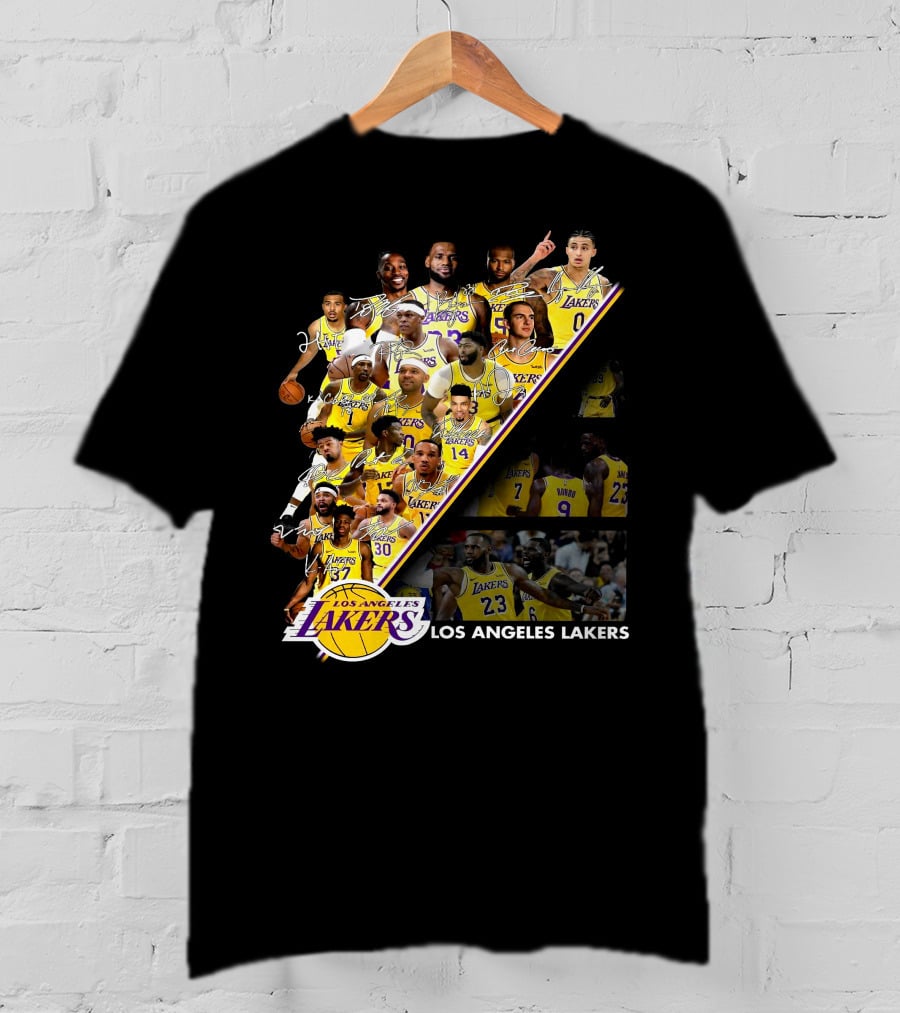 Los Angeles Lakers Team Collage With Players And Jersey Numbers T-Shirt