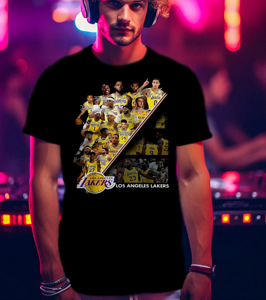 Los Angeles Lakers Team Collage With Players And Jersey Numbers T-Shirt