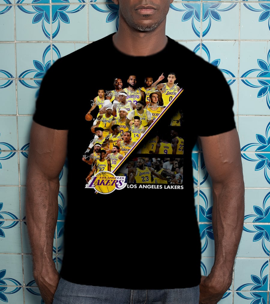 Los Angeles Lakers Team Collage With Players And Jersey Numbers T-Shirt