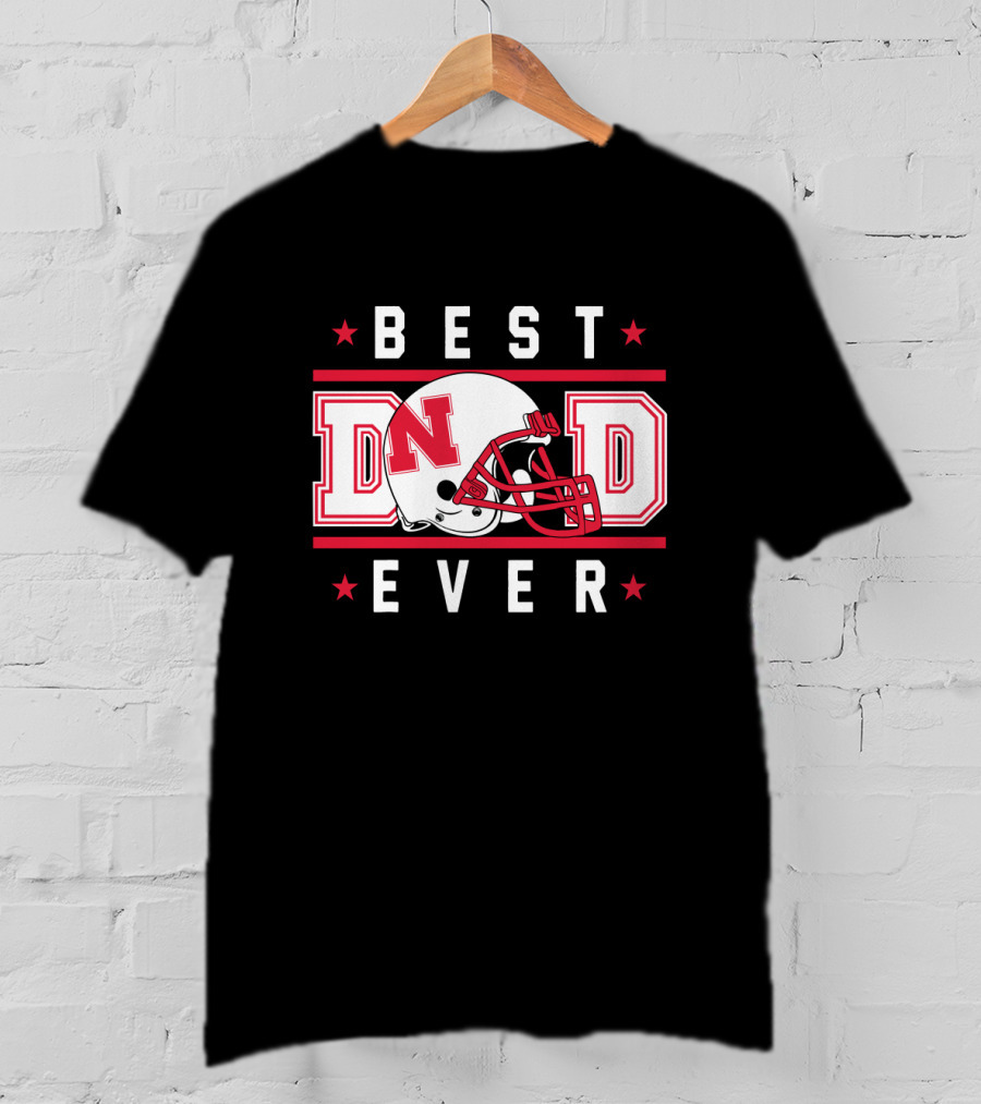BEST DAD EVER Nebraska Cornhuskers Football Helmet T-Shirt