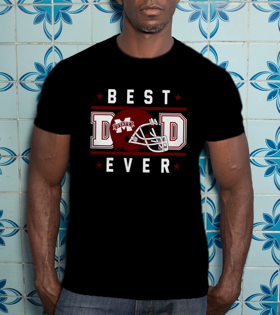 Best Dad Ever Mississippi State Bulldogs Helmet T-Shirt
