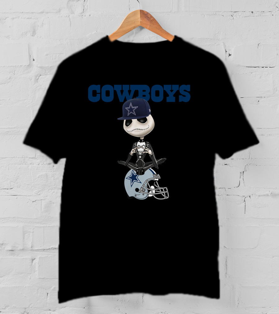COWBOYS Jack Skellington Dallas Cowboys Helmet Hat T-Shirt