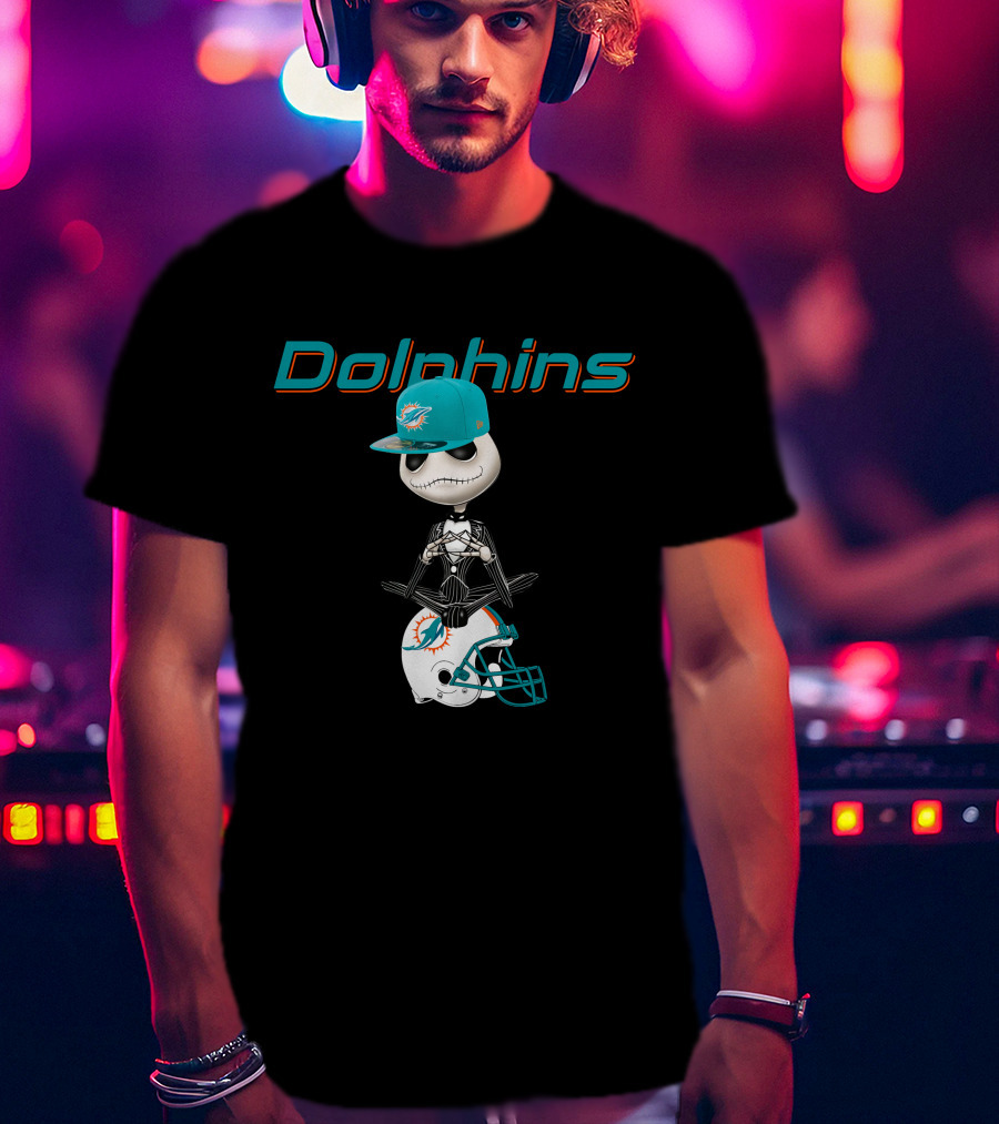 Dolphins Jack Skellington Miami Football Fusion T-Shirt