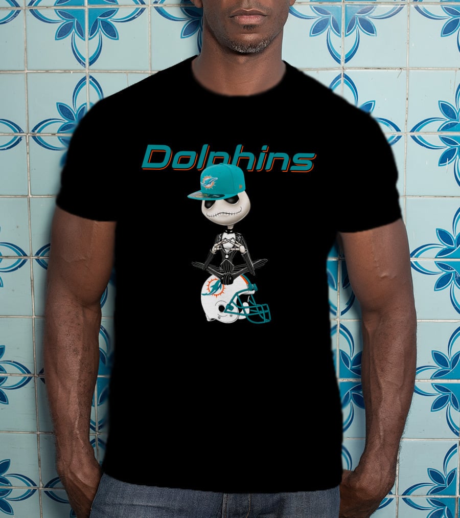 Dolphins Jack Skellington Miami Football Fusion T-Shirt