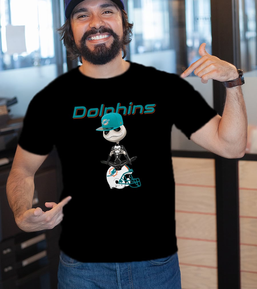 Dolphins Jack Skellington Miami Football Fusion T-Shirt