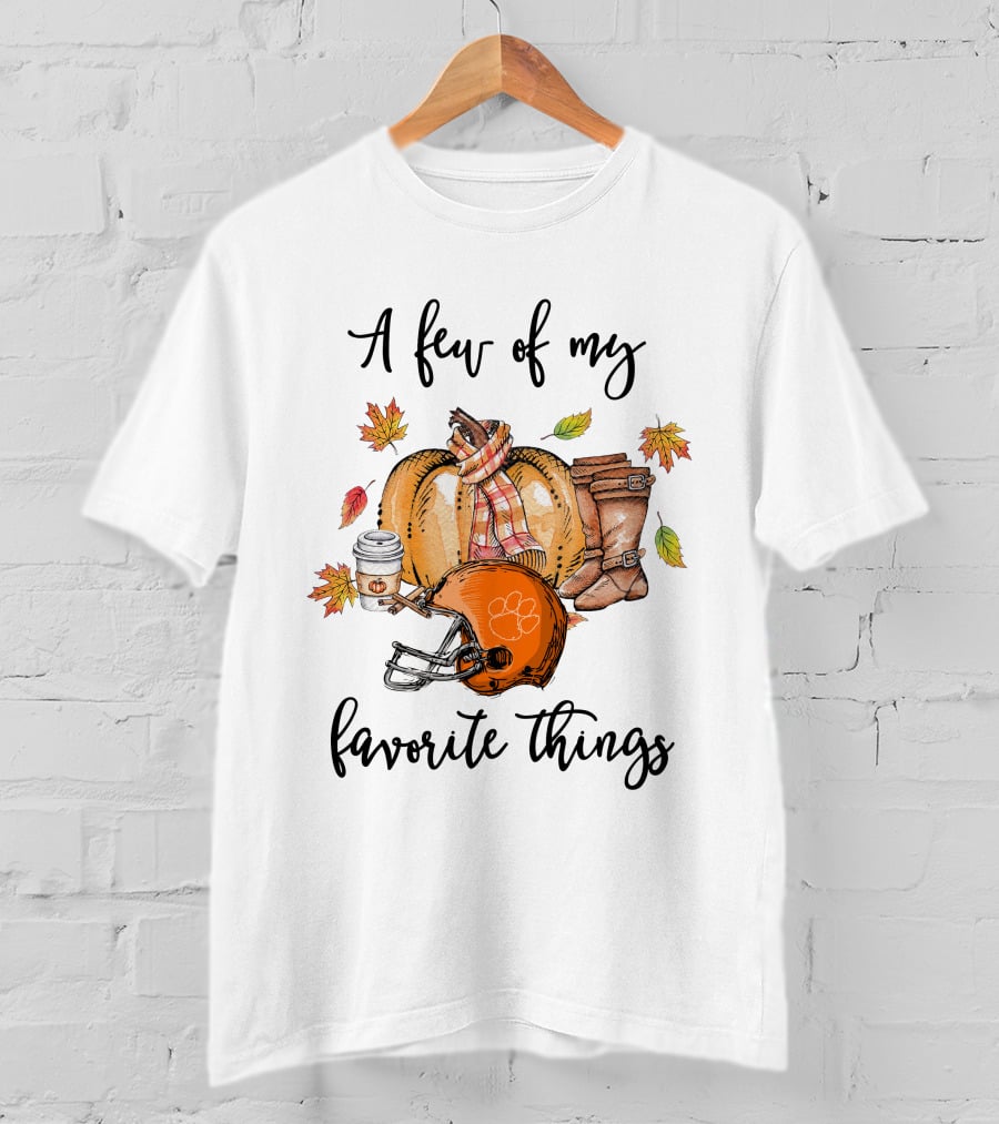 A Few Of My Favorite Things Clemson Tigers Helmet And Autumn Leaves T-Shirt