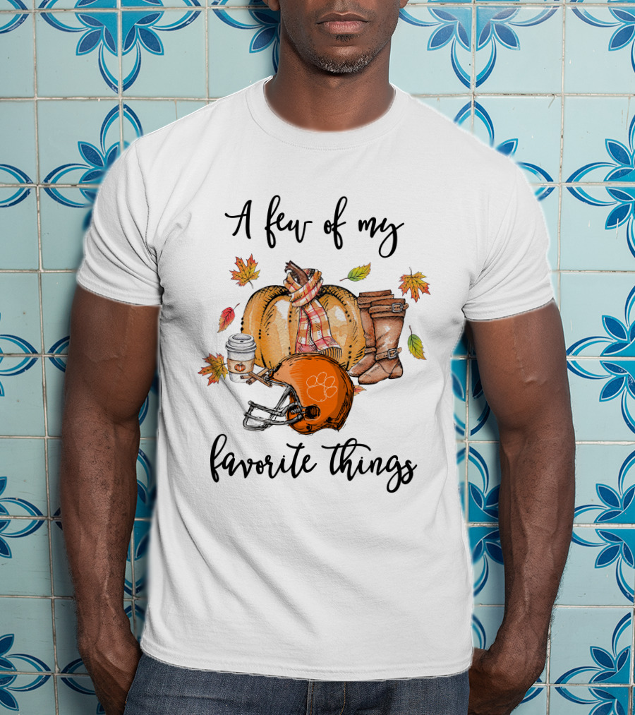 A Few Of My Favorite Things Clemson Tigers Helmet And Autumn Leaves T-Shirt